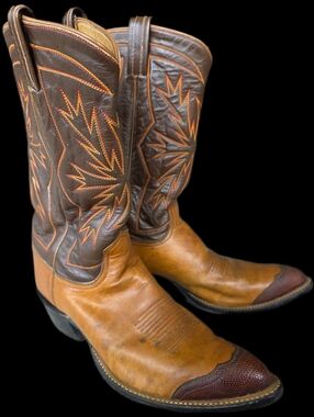 Vintage Tony Lama Men's 1105 (10.5) Genuine Leather Cowboy Boots